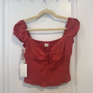 Wilfred Scarlet Smocked Crop Top
